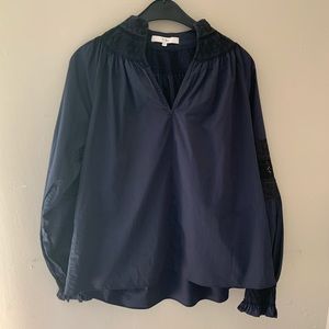 Tibi Cora embroidery navy tunic
